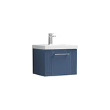 Modern Splash 500mm Satin Blue 1 Drawer Wall Hung Vanity Unit With Mid-Edge Basin