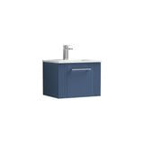 Modern Splash 500mm Satin Blue 1 Drawer Wall Hung Vanity Unit With Minimalist Basin