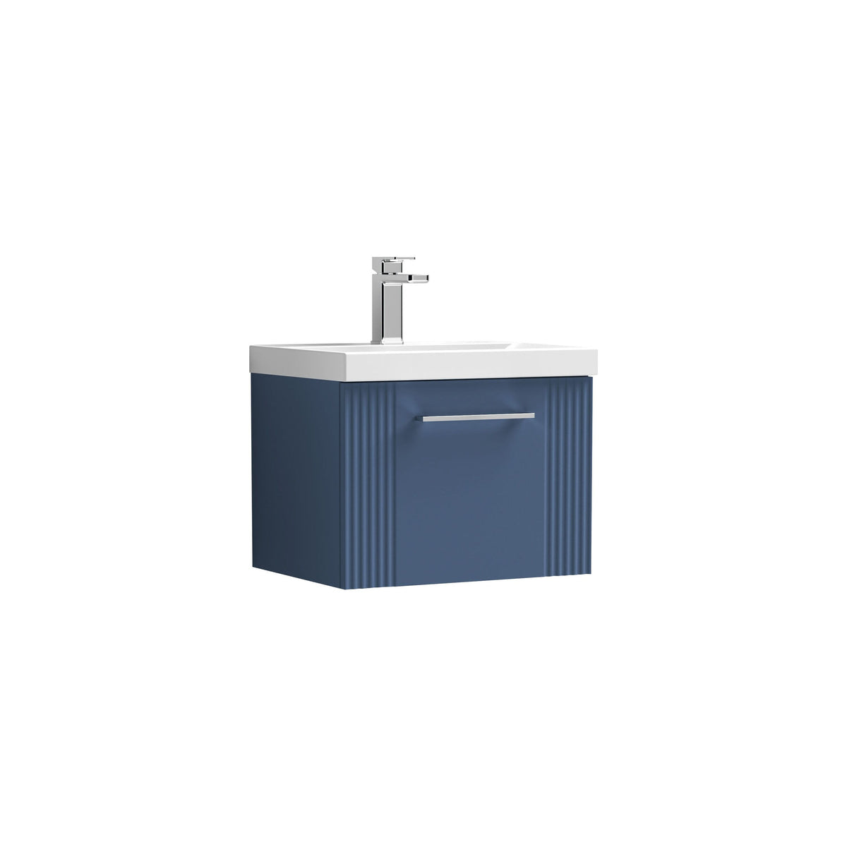 Modern Splash 500mm Satin Blue 1 Drawer Wall Hung Vanity Unit With Thin Edge Basin
