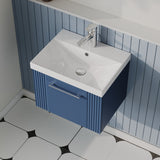 Modern Splash 500mm Satin Blue 1 Drawer Wall Hung Vanity Unit With Thin Edge Basin