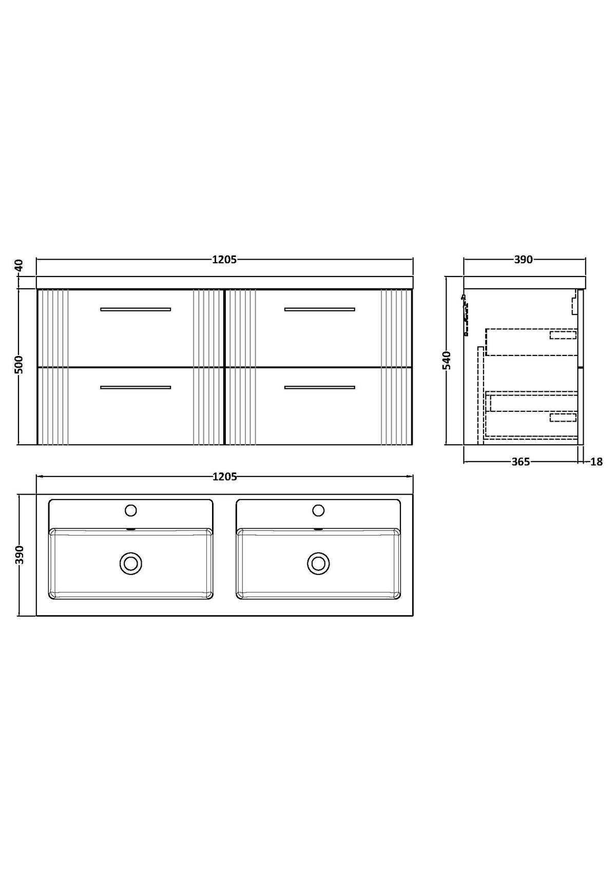 Modern Splash 1200mm Satin Blue 4 Drawer Wall Hung Vanity Unit With 2 Tap Hole Polymarble basin