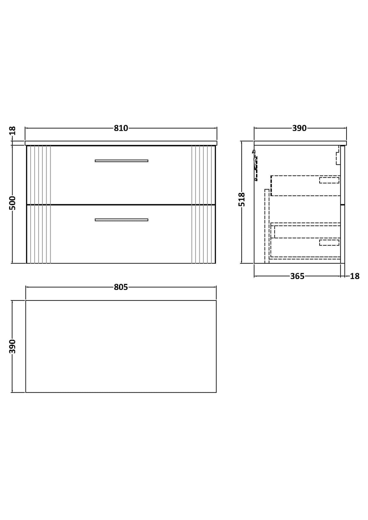 Modern Splash 800mm Satin Blue 2 Drawer Wall Hung Vanity & Worktop With Co-ordinating Worktop
