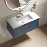 Modern Splash 800mm Satin Blue 1 Drawer Wall Hung Vanity Unit With Minimalist Basin