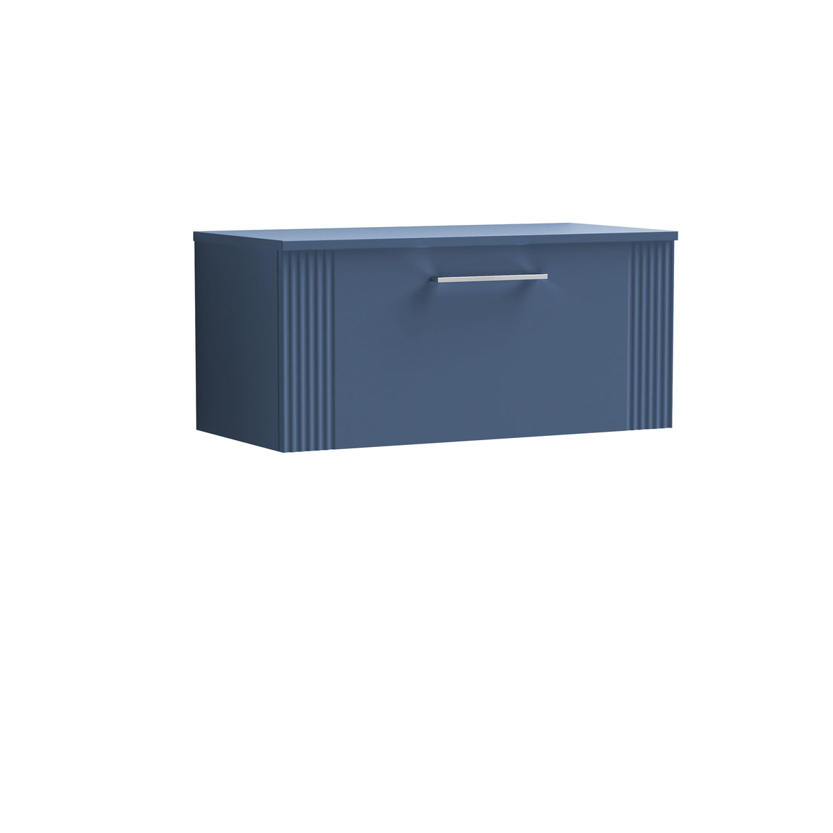 Modern Splash 800mm Satin Blue  1 Drawer Wall Hung Vanity Unit With Co-ordinating Worktop