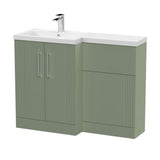 Modern Splash Satin Green 1100mm x 390mm Left Hand Combination Unit With Polymarble Basin