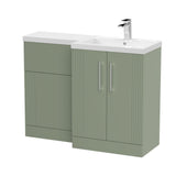 Modern Splash Satin Green 1100mm x 390mm Right Hand Combination Unit With Polymarble Basin