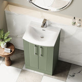 Modern Splash 500mm Satin Green 2 Door Floor Standing Vanity Unit With Curved Basin
