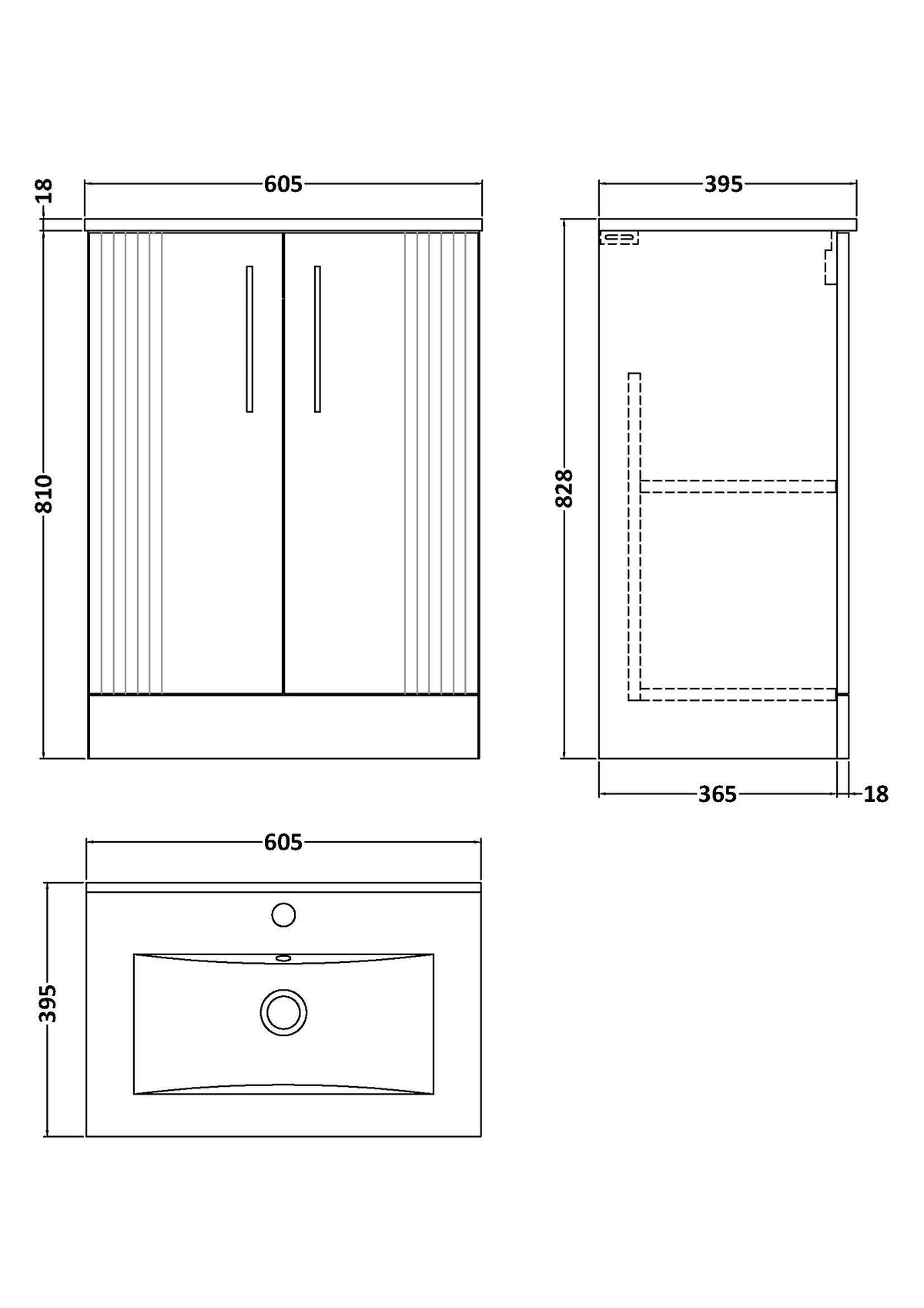 Modern Splash 600mm Satin Green 2 Door Floor Standing Vanity Unit With Minimalist Basin
