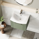 Modern Splash 500mm Satin Green 1 Drawer Wall Hung Vanity Unit With Curved Basin
