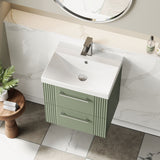 Modern Splash 500mm Satin Green 2 Drawer Wall Hung Vanity Unit With Thin Edge Basin