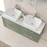 Modern Splash 1200mm Satin Green 4 Drawer Wall Hung Vanity Unit With Bellato Grey Worktop