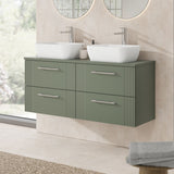 Modern Splash 1205mm Satin Green  4 Drawer Wall Hung Vanity Unit With Co-ordinating Worktop
