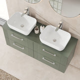 Modern Splash 1205mm Satin Green  4 Drawer Wall Hung Vanity Unit With Co-ordinating Worktop