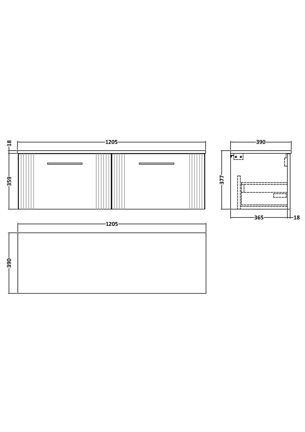 Modern Splash 1200mm Satin Green  Art Deco 2 Drawer Wall Hung Vanity Unit With Co-ordinating Worktop