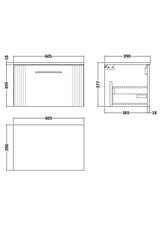 Modern Splash 600mm Satin Green  1 Drawer Wall Hung Vanity Unit With Co-ordinating Worktop