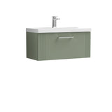 Modern Splash 800mm Satin Green 1 Drawer Wall Hung Vanity Unit With Mid-Edge Basin