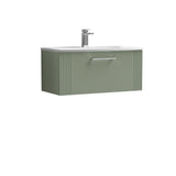Modern Splash 800mm Satin Green 1 Drawer Wall Hung Vanity Unit With Curved Basin