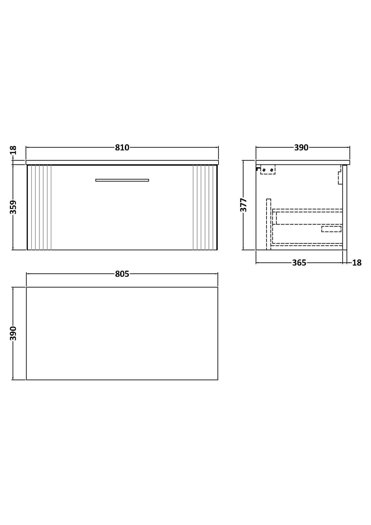 Modern Splash 800mm Satin Green Part Fluted 1 Drawer Wall Hung Vanity Unit With Co-ordinating Worktop