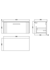 Modern Splash 800mm Satin Green Part Fluted 1 Drawer Wall Hung Vanity Unit With Co-ordinating Worktop