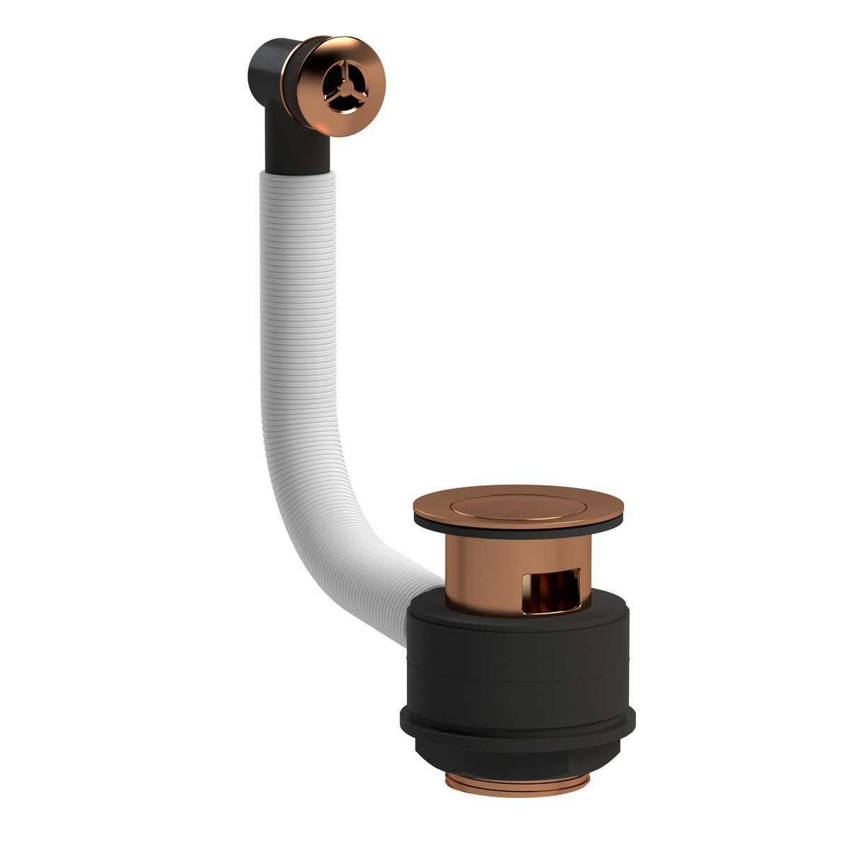 Brushed Bronze Push Button  Basin Waste With Overflow