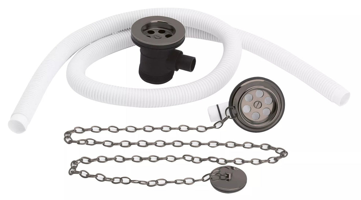 Modern Splash Brushed Pewter Extended Retainer Bath Waste With Overflow