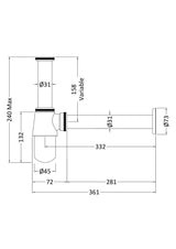 Modern Splash Brushed Pewter Basin Waste