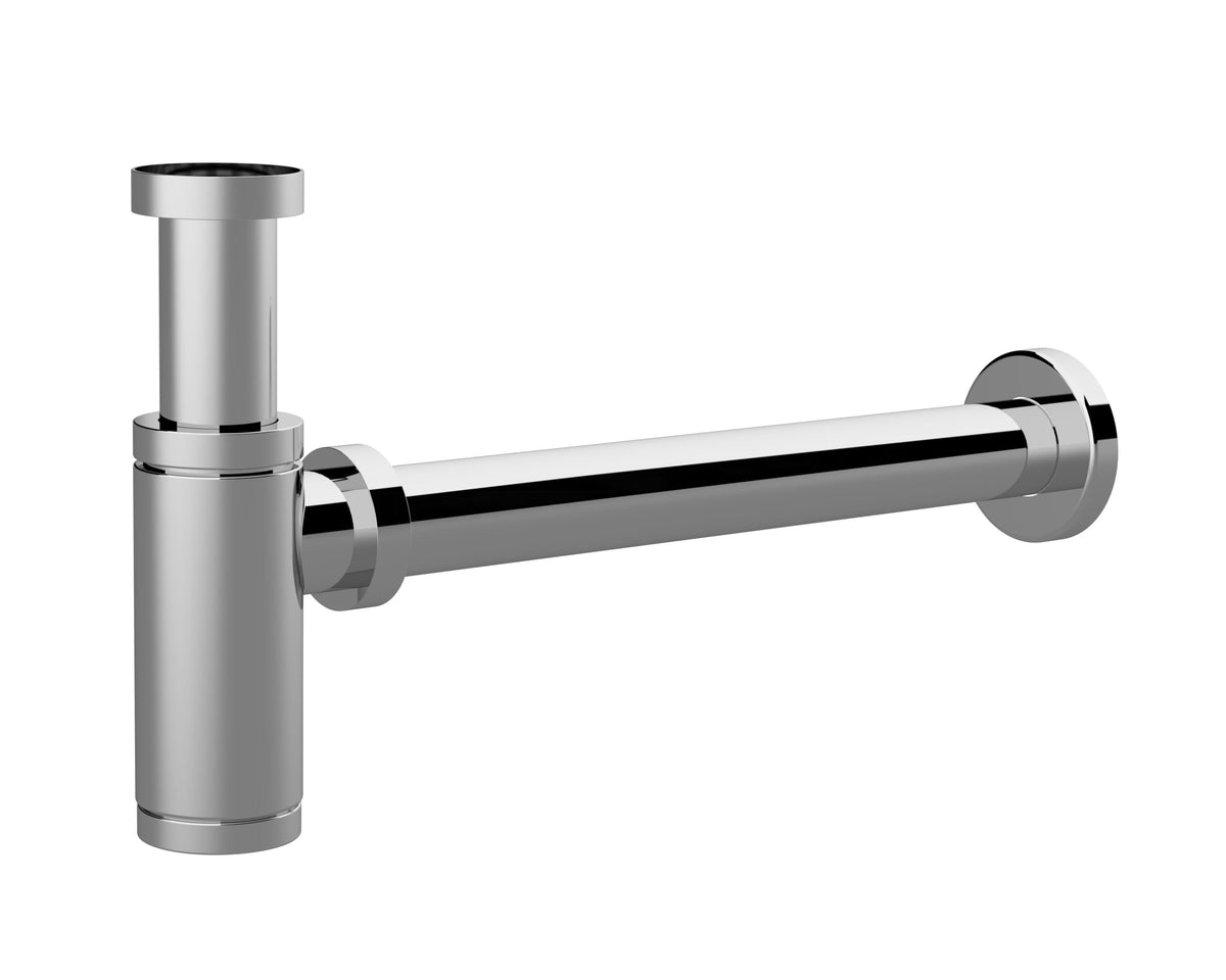 Round Chrome Bottle Trap - 300mm Extension