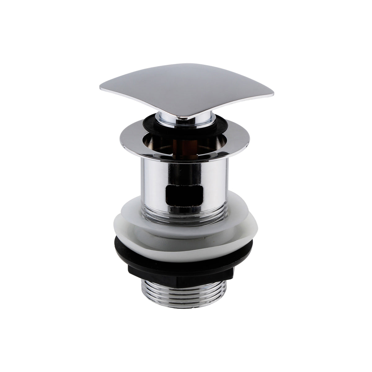 Chrome Square Slotted Push Button Basin Waste