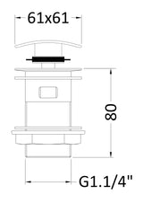 Chrome Square Slotted Push Button Basin Waste