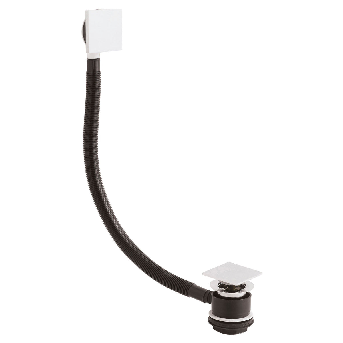 Chrome Square Push Button Bath Waste and Overflow