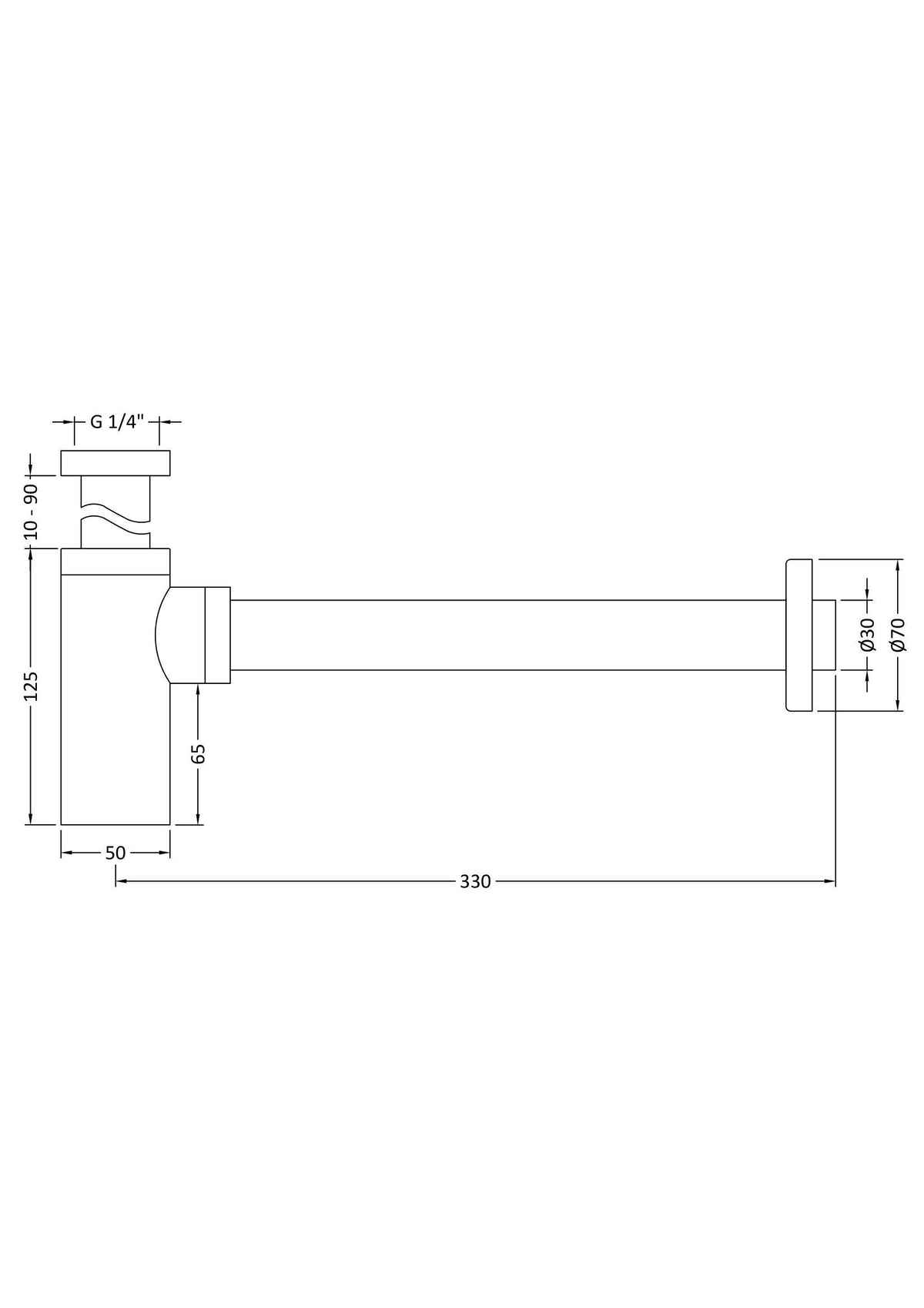 Round Black Bottle Trap - 300mm Extension