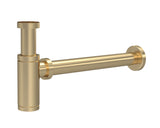 Round Brushed Brass Bottle Trap - 300mm Extension