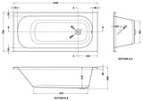 Arley Pro Contract 1500mm Steel Single Ended Bath