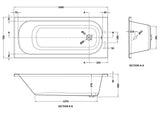 Arley Pro Contract 1600mm Steel 2 Tap Hole Single Ended Bath