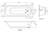 Arley Pro Contract 1700mm Steel 2 Tap Hole Single Ended Bath