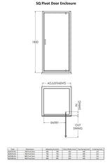 Modern Splash choice Ensky 760mm Matt Black Pivot Shower Door