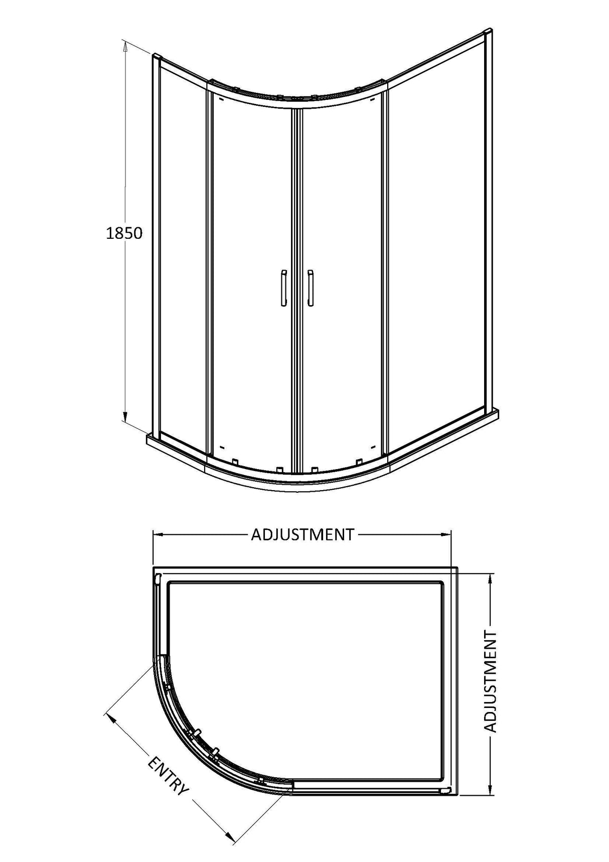 Modern Splash choice Ensky 1200 x 800mm Chrome Offset Quadrant Shower Enclosure