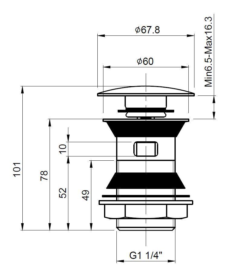 Matt Black Push Button Basin Waste