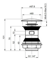 Matt Black Push Button Basin Waste