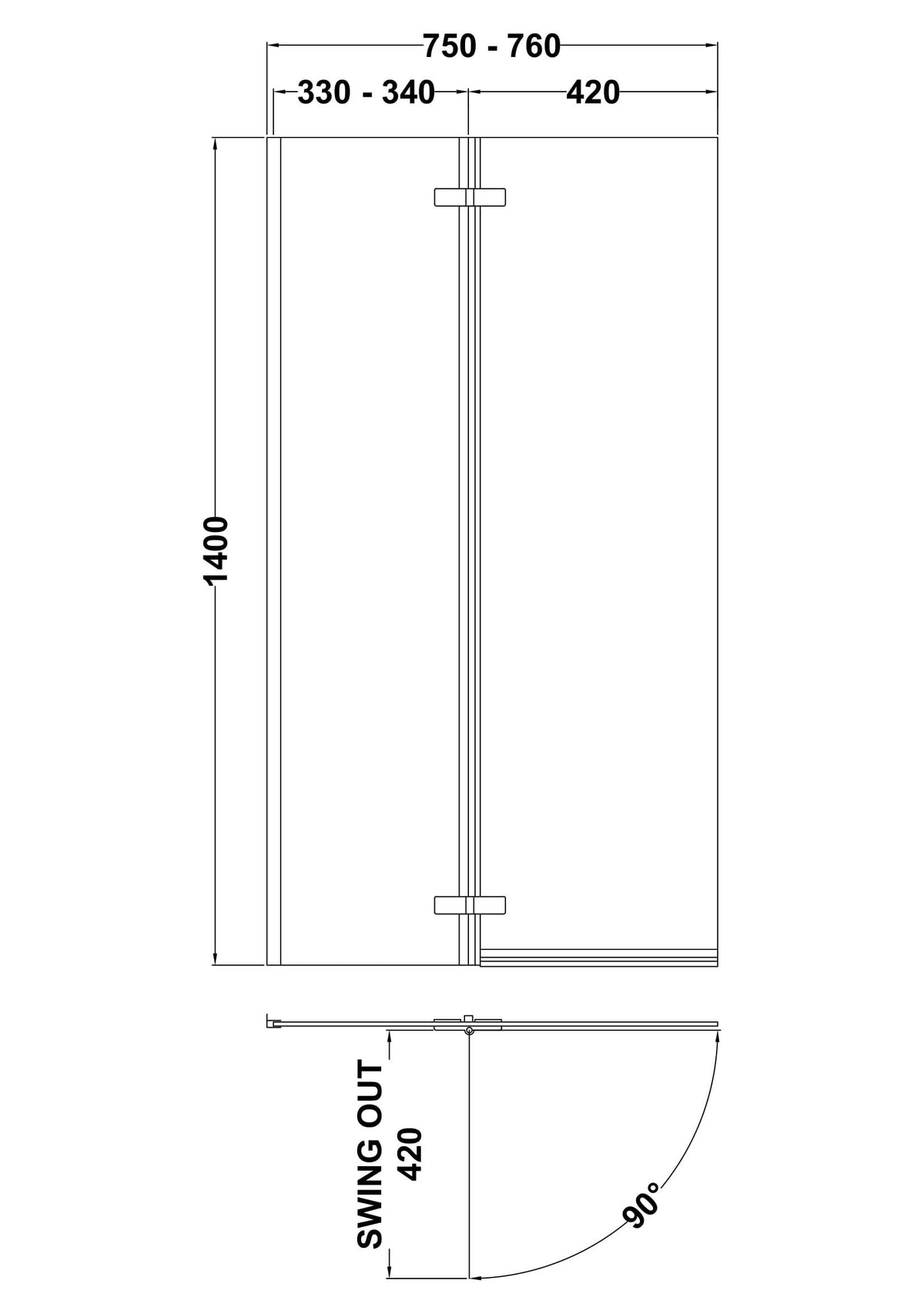Modern Splash 760mm Chrome L-Shaped Hinged Bath Screen