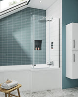 Modern Splash 760mm Chrome L-Shaped Hinged Bath Screen