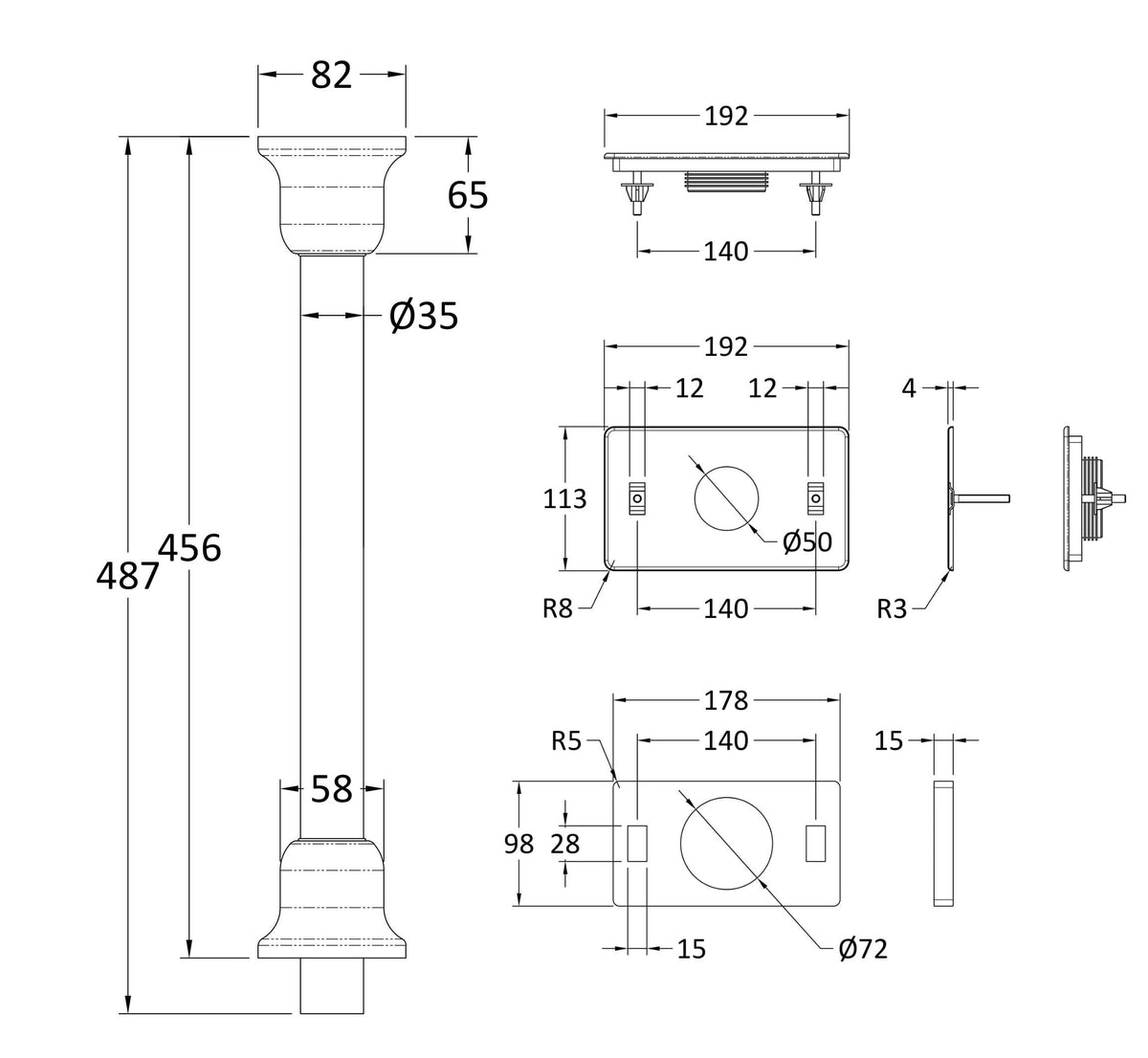 Old London Richmond Chrome Mid Level Flush Pipe Kit