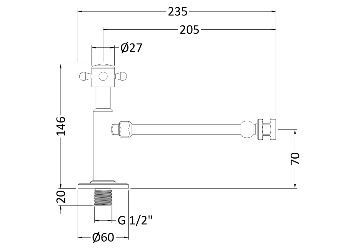 Traditional Chrome Cistern Cut-Off Valve