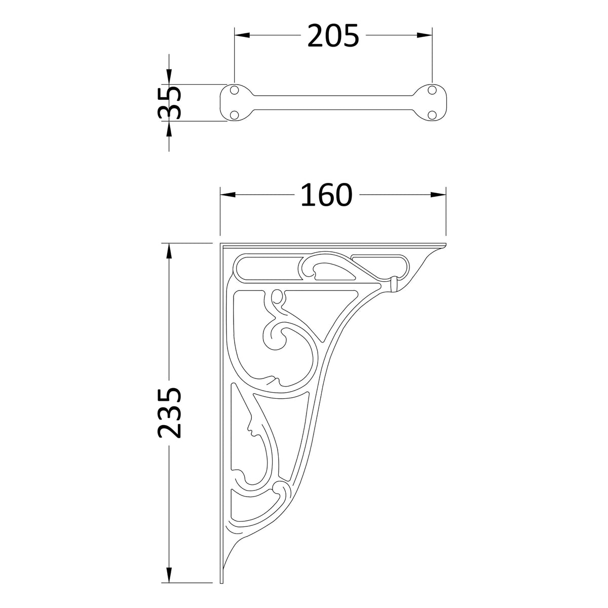 Modern Splash Ornate Brushed Brass Cistern Brackets