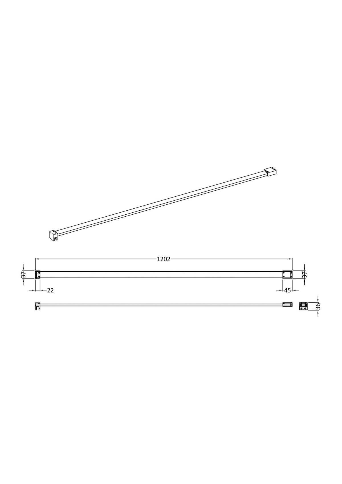 Modern Splash Brushed Pewter Wetroom Screen Support Arm