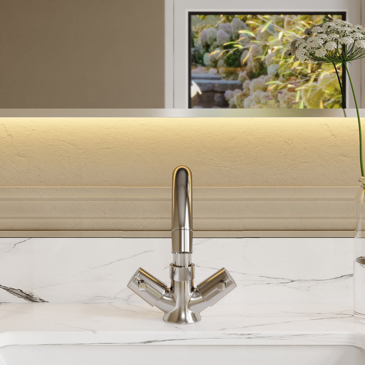 Modern Splash Series Two Chrome Mono Basin Mixer With Waste