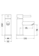 Modern Splash Series Two Chrome Mono Basin Mixer With Push Button Waste
