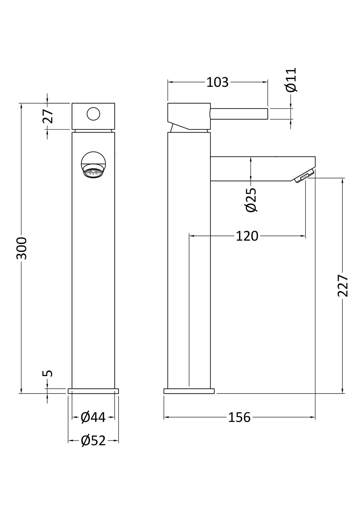 Modern Splash Series Two Chrome High Rise Basin Mixer