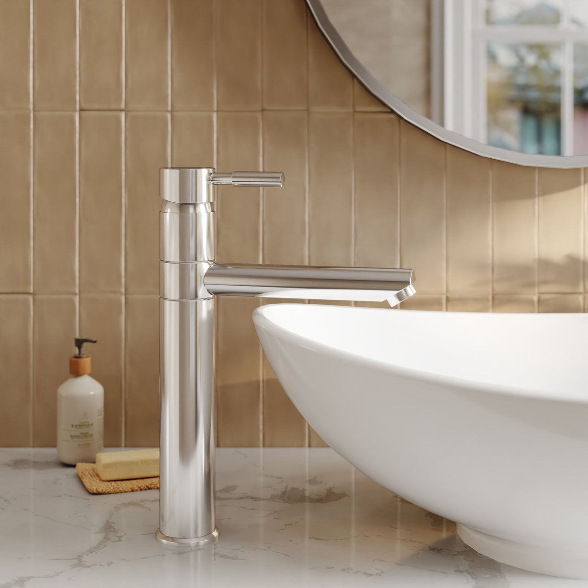 Modern Splash Series Two Chrome High Rise Basin Mixer