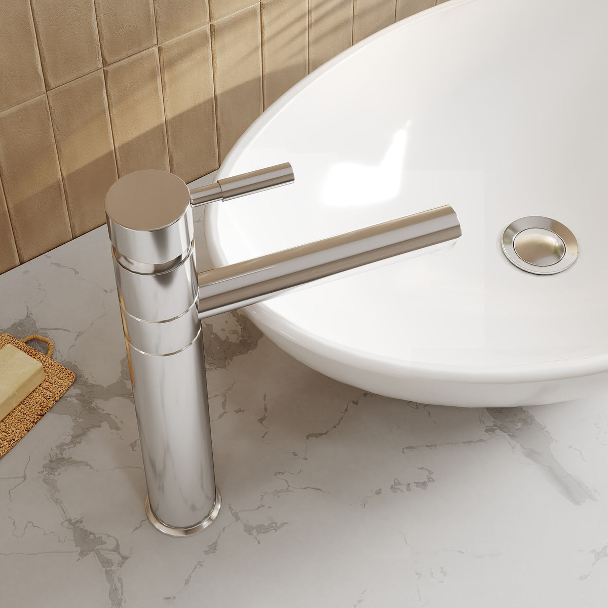 Modern Splash Series Two Chrome High Rise Basin Mixer